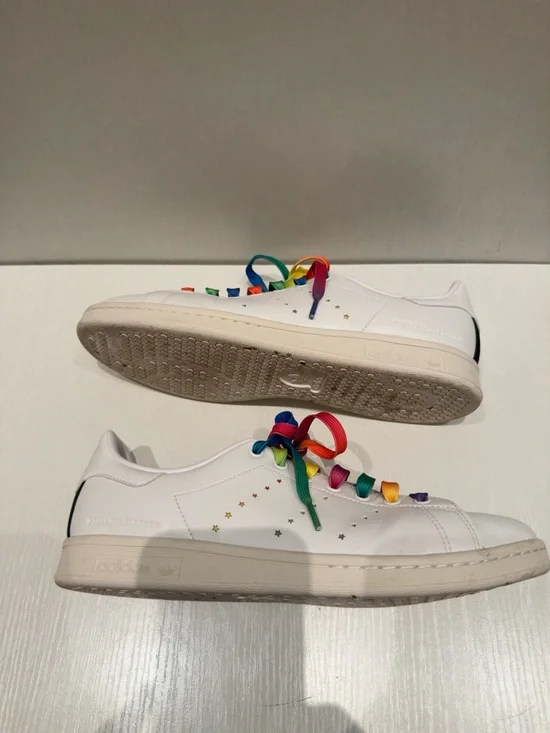 Adidas x Stella McCartney Stan Smith Sneakers Rainbow Laces White Size 9.5 Men - Picture 10 of 16